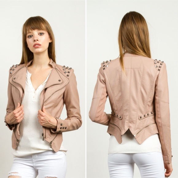 TCEC Jackets & Blazers - ‼️ LAST ONE‼️ Blush Studded Leather Jacket